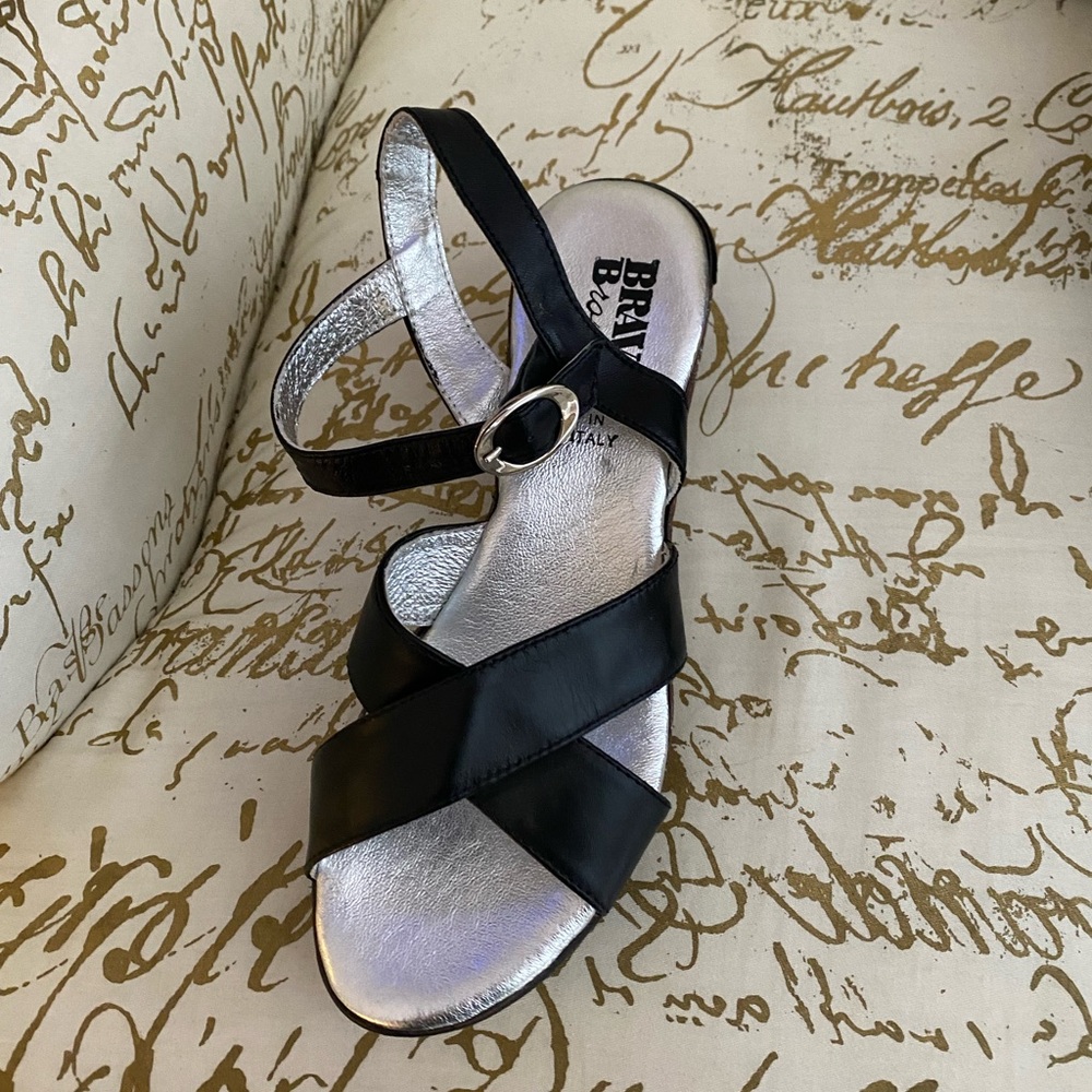 bravo brown Black and Silver Sandals with Adjustable Straps